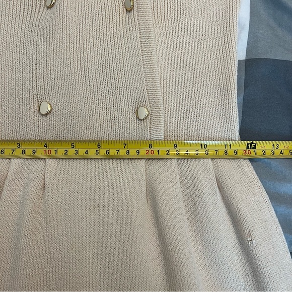 Vintage 70s St. John Cream Santana Knit Double Breasted Sleeveless Dress sz XS - Picture 13 of 15